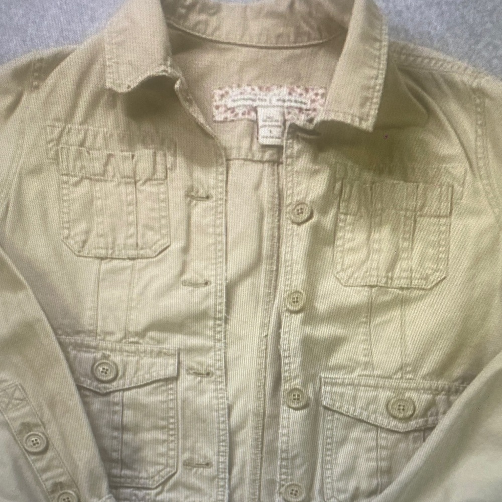 Abercrombie & Fitch Women’s Utility Jacket Khaki Button Front Size Large